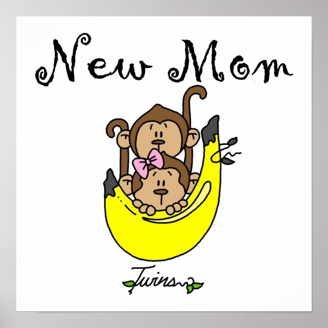 Twin Boy and GIrl New Mum Gifts Poster (Front)