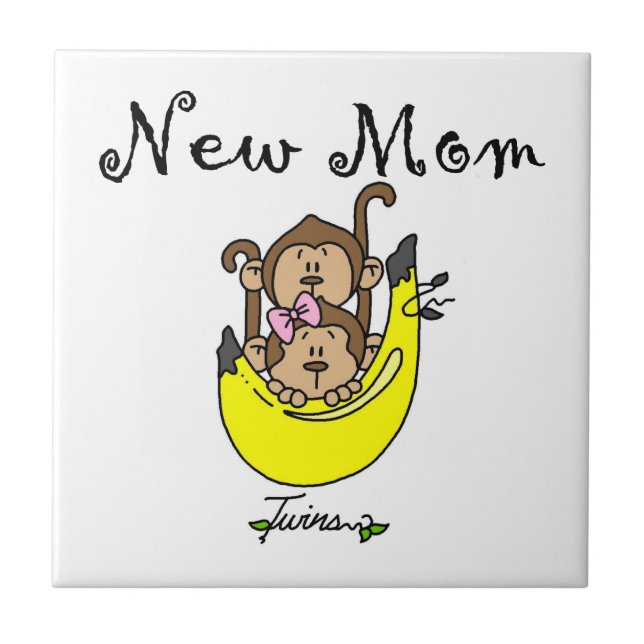 Twin Boy and GIrl New Mum Gifts Tile (Front)