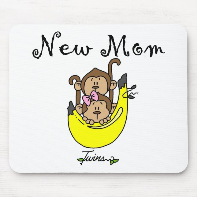 Twin Boy and Girl New Mum Tshirts Mouse Mat (Front)