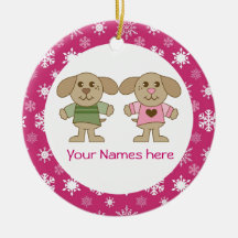 Twin Boy and Girl Pink Christmas Keepsake Gift
