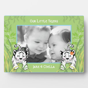 Twin Boy and Girl Tigers Photo Plaque