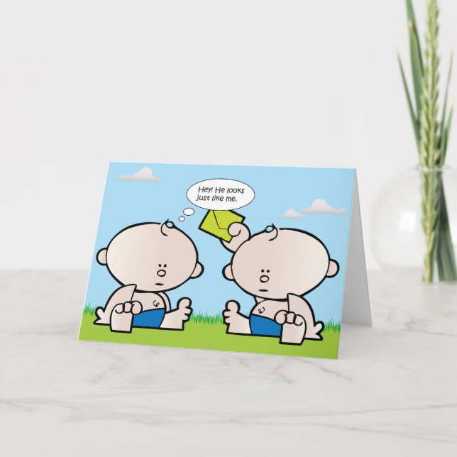 Twin boy babies greeting card (Front)