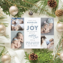Twin Boy Baby Christmas Birth Announcement