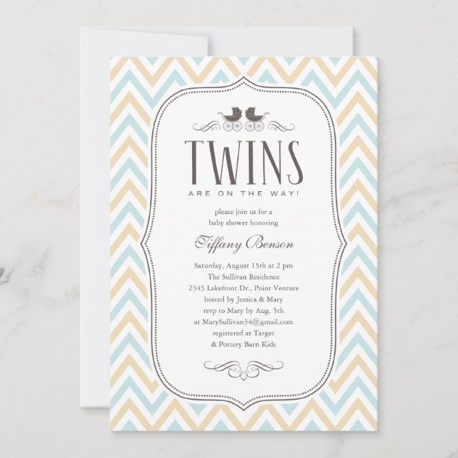 Twin Boy Baby Shower Invitations (Front)