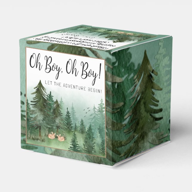 Twin Boy Deer Woodland Baby Shower Favour Box (Back Side)