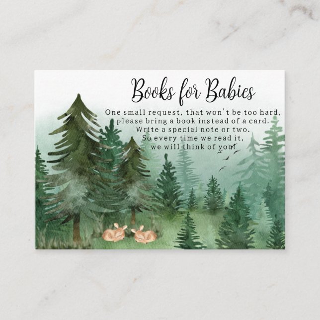 Twin Boy Deer Woodland Book Request Enclosure Card (Front)