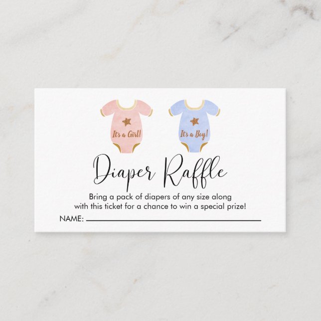 Twin Boy Girl Baby Shower Diaper Raffle Enclosure Card (Front)