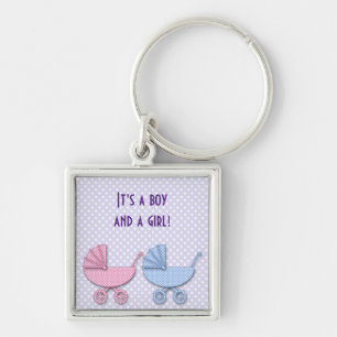 twin boy & girl polka dots key ring