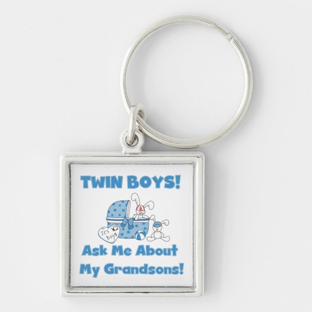 Twin Boy Grandsons Gifts Key Ring (Front)