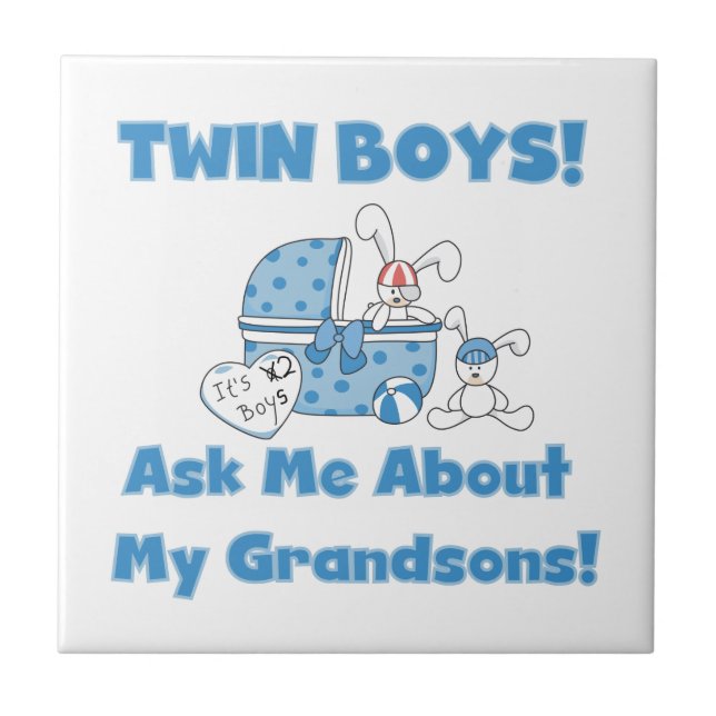 Twin Boy Grandsons Gifts Tile (Front)