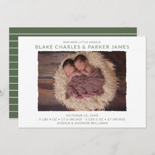 Twin Boy Photo Birth Announcement