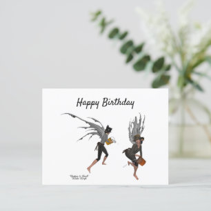 Twin Boy Rain Faeries Birthday Postcard