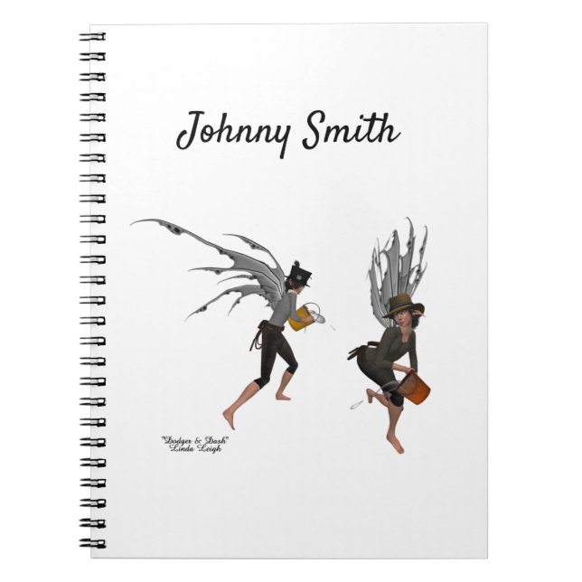 Twin Boy Rain Faeries Spiral Notebook (Front)