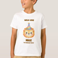 Twin Boy Safari Birthday T-Shirt Lion