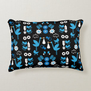 Twin Boy Stalk Delivery Blue Decorative Cushion