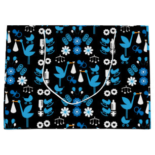Twin Boy Stalk Delivery Blue Large Gift Bag