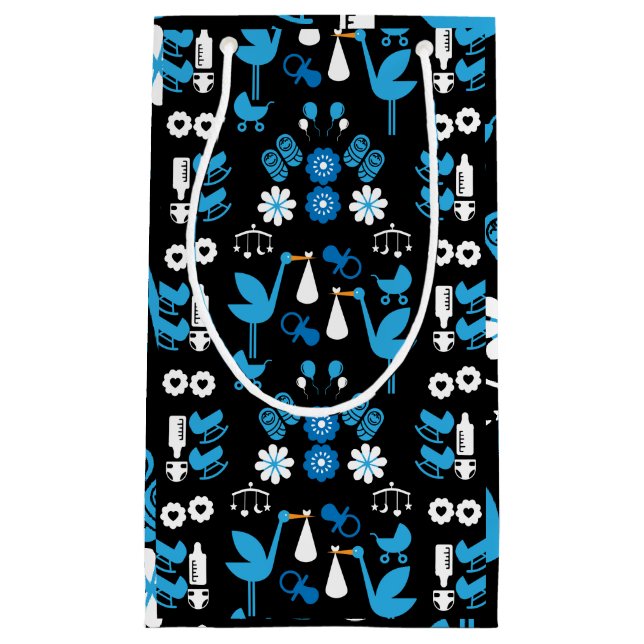 Twin Boy Stalk Delivery Blue Small Gift Bag (Front)