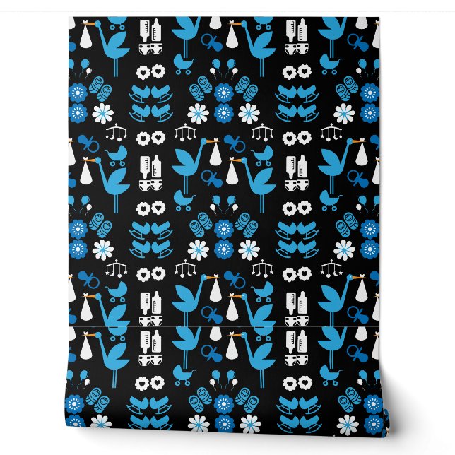 Twin Boy Stalk Delivery Blue Wallpaper (Unrolling)