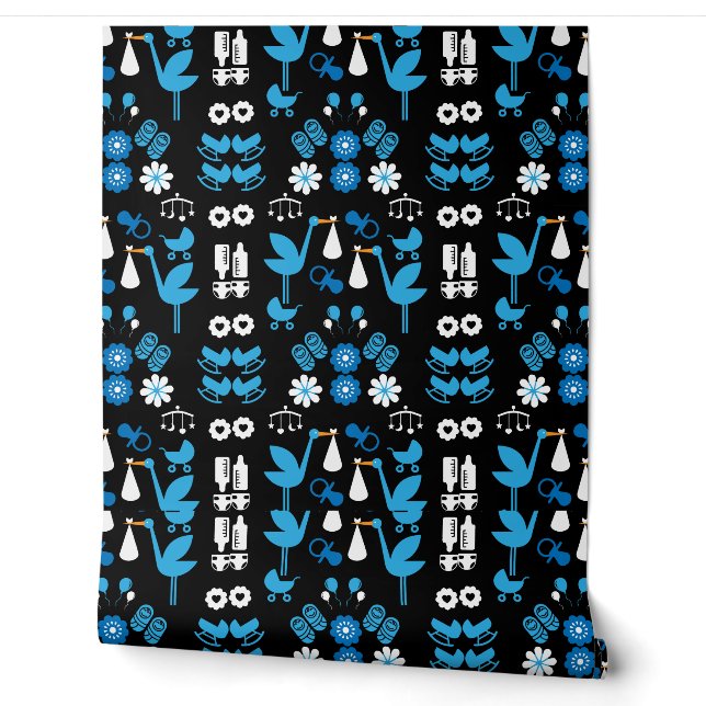 Twin Boy Stalk Delivery Blue Wallpaper (Unrolling)