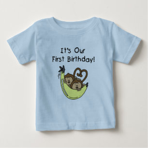 Twin Boys 1st Birthday Monkey Tshirts and Gifts