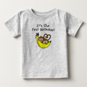 Twin Boys 1st Birthday Monkey Tshirts and Gifts