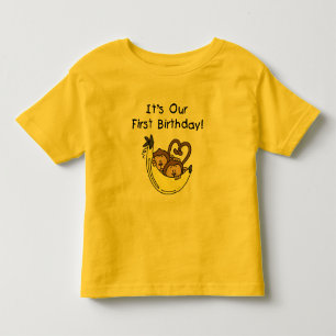 Twin Boys 1st Birthday Monkey Tshirts and Gifts