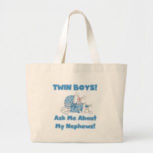 Twin Boys Ask About My Nephew Large Tote Bag