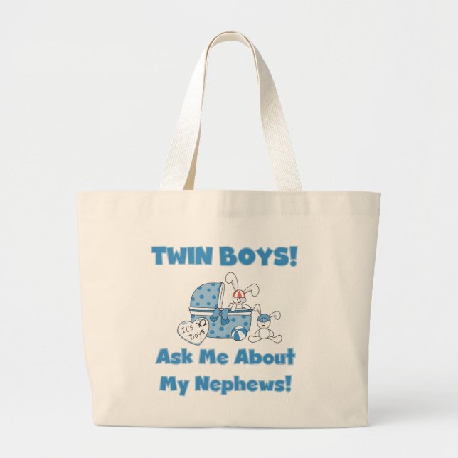 Twin Boys Ask About My Nephew Large Tote Bag (Front)
