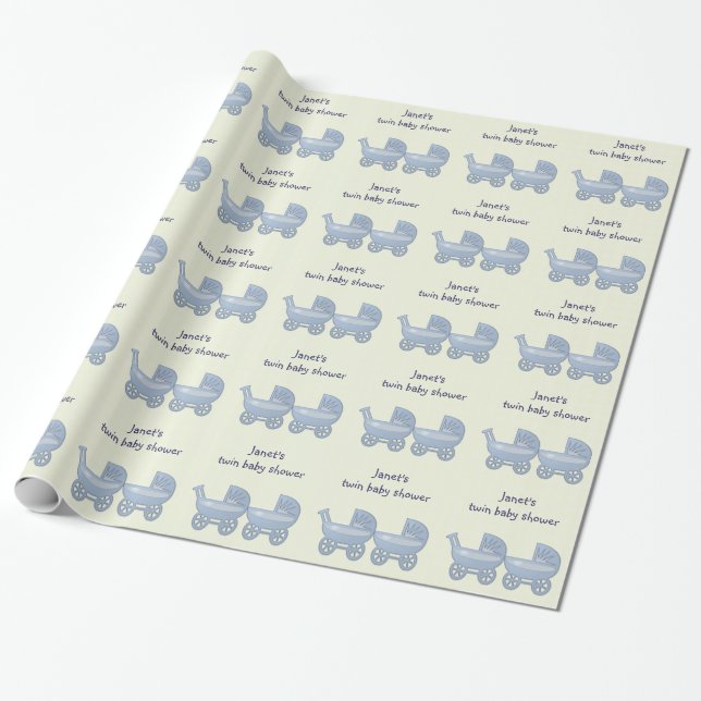 twin boys baby buggy wrapping paper (Unrolled)