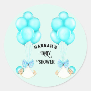Twin Boys Baby Shower Classic Round Sticker