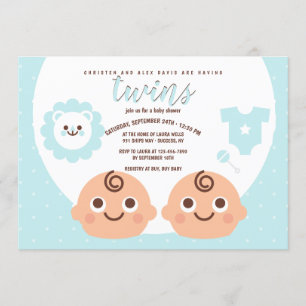 Twin Boys Baby Shower Invitation