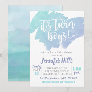 Twin Boys Baby Shower Invitation