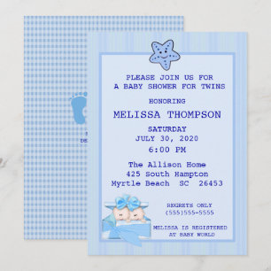 Twin Boys Baby Shower Invitation