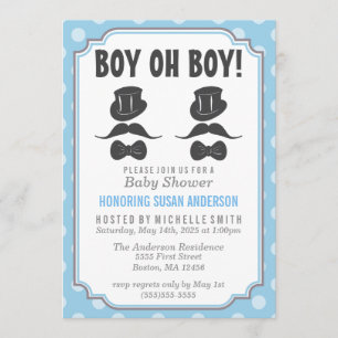 Twin Boys Baby Shower Invitation
