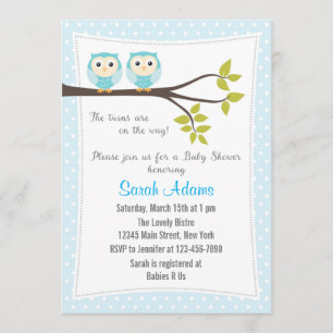 Twin Boys Baby Shower Invitation Blue