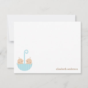 Twin Boys Baby Shower Thank You Cards