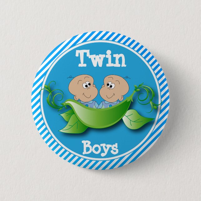 Twin Boys | Baby Shower Theme 6 Cm Round Badge (Front)