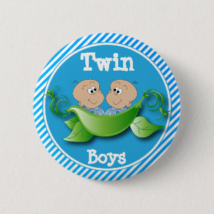 Twin Boys Baby Shower Theme 6 Cm Round Badge