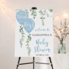 Twin boys Blue balloon baby shower welcome sign