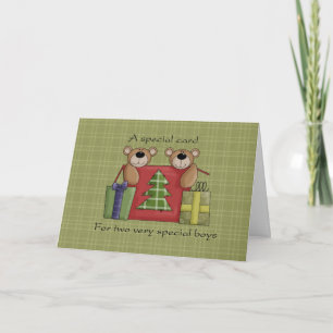 Twin Boys Christmas Card