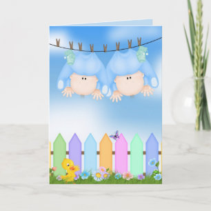 Twin Boys Congratulations Card
