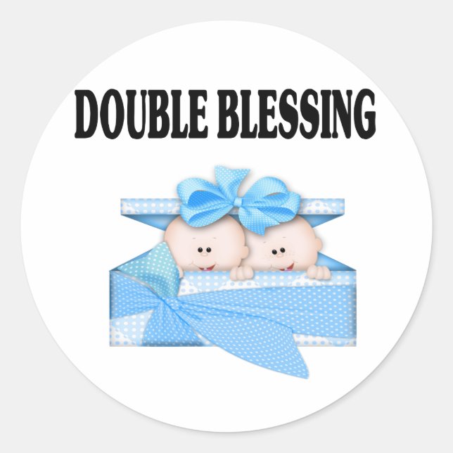 Twin Boys  Double Blessing Classic Round Sticker (Front)