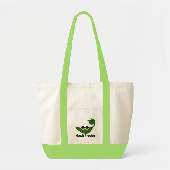 Twin Boys  Double Trouble Peapod Tote Bag (Front)