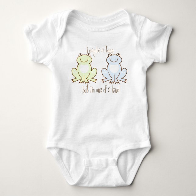 Twin Boys Frog Baby Bodysuit (Front)