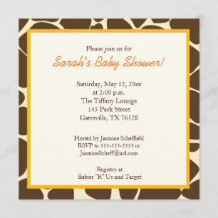 Twin Boys Giraffe Square Baby Shower Invitation