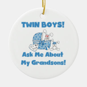 Twin Boys Grandsons Gifts Ceramic Tree Decoration