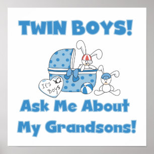 Twin Boys Grandsons Gifts Poster
