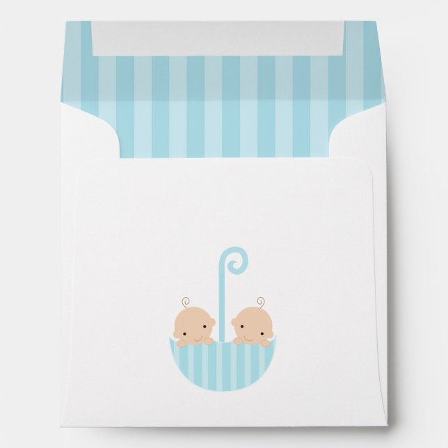 Twin Boys in Umbrella Baby Shower Envelopes (Back (Bottom))