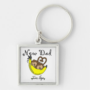 Twin Boys Monkeys New Dad Gifts Key Ring