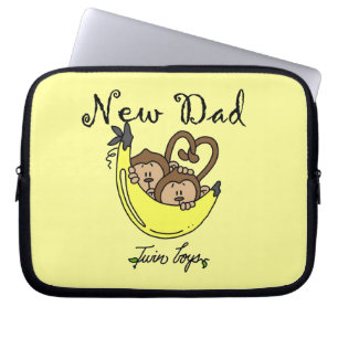 Twin Boys Monkeys New Dad Gifts Laptop Sleeve
